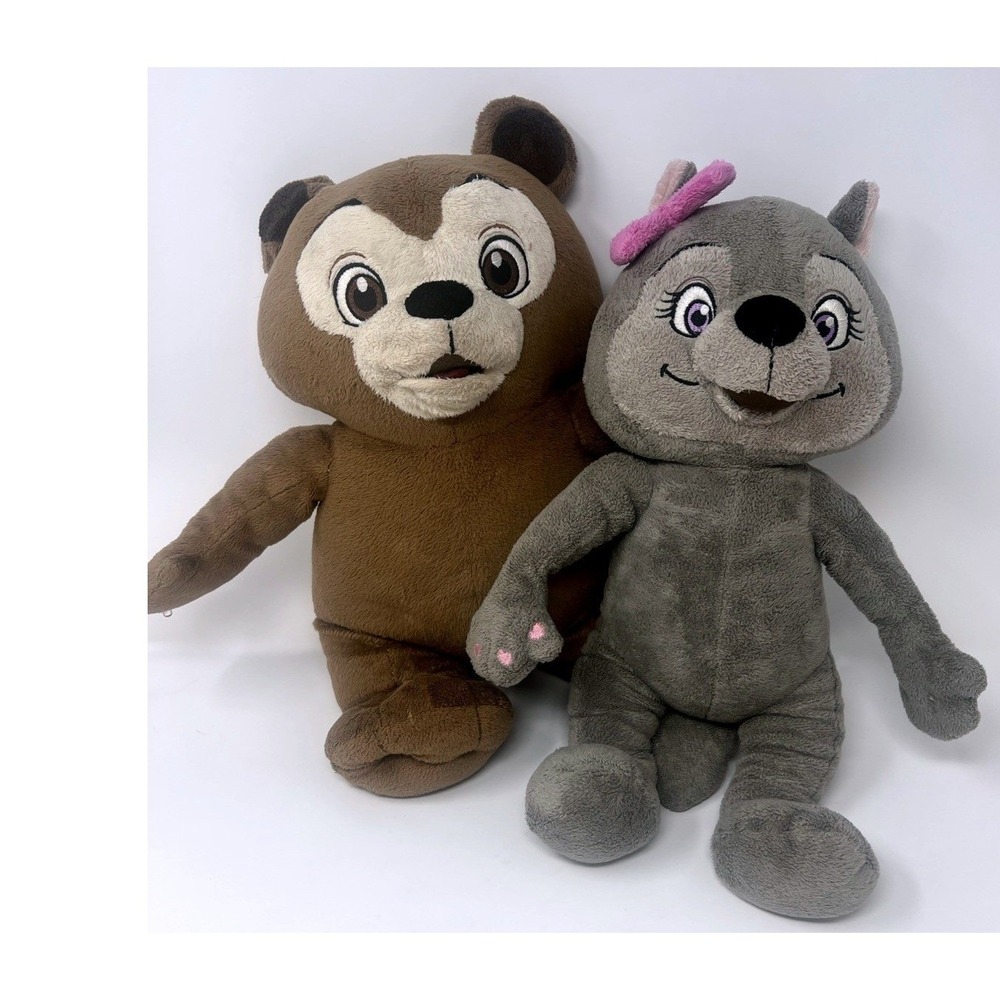 The Great Wolf Lodge Fiesta Violet Plush Gray Wolf & Brinkley Bear Stuffed Toys